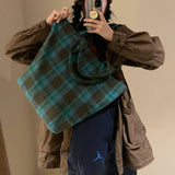 FASHIONABLE ALL MATCH WOOL PLAID SHOULDER HANDBAG_CWAB4099