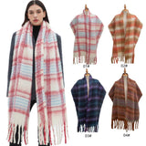 CHUNKY CIRCLE YARN PLAID SCARF THICK FALL WINTER_CWASC0878
