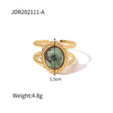 GOLD STAINLESS STEEL INLAID NATURAL STONE RINGS_CWAJE0611