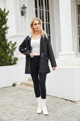 Waterproof Hooded Striped Trench Coat