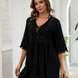 SUMMER V NECK HOLIDAY LOOSE SWIMSUIT COVER UP_CWMW0648