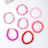 SWEET AND CUTE PINK HEART CLAY BRACELET SET_CWMM3518