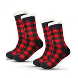 Warm Christmas Plaid Plush Indoor Slippers_Cwms0719