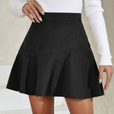 SOLID COLOR CORDUROY ZIPPER SKIRT PLEATED SKIRT_CWBSS0397