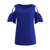 Solid Off-Shoulder Short Sleeved Baggy T-Shirt