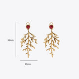 FASHIONABLE GOLDEN CORAL LONG EARRINGS_CWAJE5132