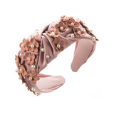 SOLID COLOR FLOWER PEARL KNOTTED HEADBAND_CWAHA1979