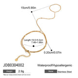 18K GOLD DOUBLE LAYER CHAIN RING BRACELET_CWAJE4640