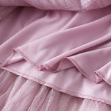 White Tulle Tiered Pleated A-Line Maxi Skirt_Cwbms0369