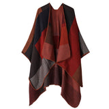 DOUBLE SIDED PLAID FAUX CASHMERE SHAWL CAPE_CWASC2135
