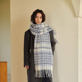 COLORBLOCK PLAID WOOL BLEND SCARF UNISEX WRAP_CWASC2300
