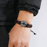 HAND WOVEN ALLOY VINTAGE COWHIDE BRACELET_CWMM4474