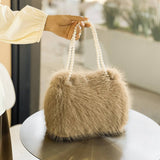 Winter Fashion Pearl Chain Shoulder Plush Bag_Cwab3950