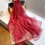 PLAID SHINE SILK SCARF LONG BLEND SPRING WRAP_CWASC0616