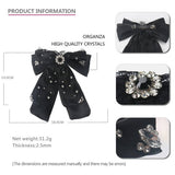 BOW SPRING CLIP ORGANZA CRYSTAL RIBBON HAIRPIN_CWAHA4413