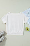 Solid Color Half Sleeve Mesh Round Neck T-Shirt