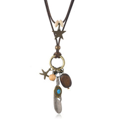 Womens Fashionable Long Feather Necklace_Cwmm4582