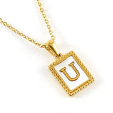 18K GOLD STAINLESS STEEL LETTER SHELL NECKLACE_CWAJE0685
