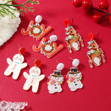 ASYMMETRIC OIL PAINTED CHRISTMAS EARRINGS_CWAJE2391