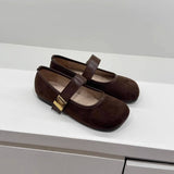 FLAT SUEDE MARY JANES WITH METAL BUCKLE_CWSHF0162