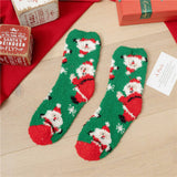 SANTA CLAUS ELK CORAL VELVET SOCKS_CWMS0336