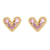 MINI COLORED ZIRCON HEART SHAPED EARRINGS_CWAJE0974