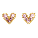 MINI COLORED ZIRCON HEART SHAPED EARRINGS_CWAJE0974