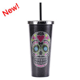 DOUBLE LAYER STRAW SKULL WATER CUP_CWMM0983