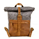 Vintage Waxed Canvas Leather Backpack For Men_Cwab5540