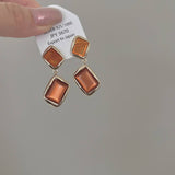 BROWN RESIN SQUARE EARRINGS_CWAJE1304