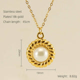 18K GOLD PLATED SUNFLOWER PEARL NECKLACE_CWAJE0694