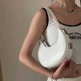 FASHION LOCK CRESCENT SHOULDER HANDBAG_CWAB0967