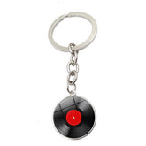 BLACK VINYL RECORD TIME GEMSTONE KEYCHAIN PENDANT_CWMM0495