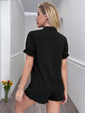 Two-Piece Ruffled Shirt And Shorts