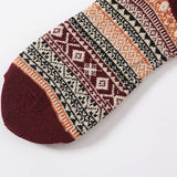 5 PAIRS OF ETHNIC STYLE SMALL DIAMOND WOOL SOCKS_CWMS0677