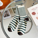 STRIPE PATTERN COTTON CREW SOCKS FOR WOMENS_CWMS0903