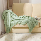 KNITTED THIN TASSEL SOFA BLANKET BED END BLANKET_CWMM0222