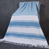 STRIPED COTTON TOWEL WITH TASSELS BEACH BATH USE_CWMM7667