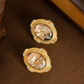 COLORFUL ABALONE EARRINGS WITH DIAMONDS AND ZIRCON_CWMM4353