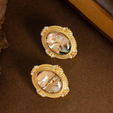 COLORFUL ABALONE EARRINGS WITH DIAMONDS AND ZIRCON_CWMM4353