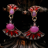 RETRO FAN SHAPED EARRINGS_CWAJE1111