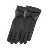 BOW SUEDE GLOVES TOUCHSCREEN WARM WINTER DESIGN_CWMM2883