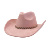 Western Ethnic Soft Suede Cowboy Fedora Hat_Cwah04400