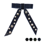 HANDMADE LONG RIBBON VELVET BOW HAIRPIN HEADDRESS_CWAHA4417