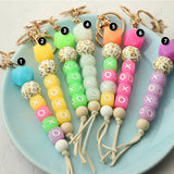 GLOW BEAD BRACELET NEON SILICONE WRISTLET KEYCHAIN_CWAB5095