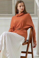 Cwdsd10413_Cowl Neck A-Line Tunic Kint Top