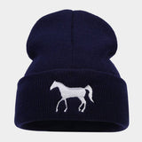 HORSE EMBROIDERY WARM COLD OUTDOOR KNITTED HAT_CWAH2090