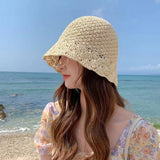SUMMER FOLDABLE RETRO BOW STRAW HAT_CWAH3402