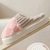 CHECKERED FUZZY WARM SLIPPERS COZY STYLISH_CWSHS0270