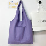 SOLID COLOR LITERARY BLANK HAND PAINTED CANVASBAG_CWAB2131